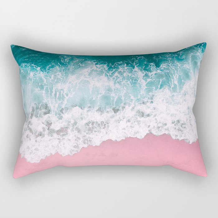 Turquoise Sea Pastel Beach Rectangular Pillow Gallery Image 2