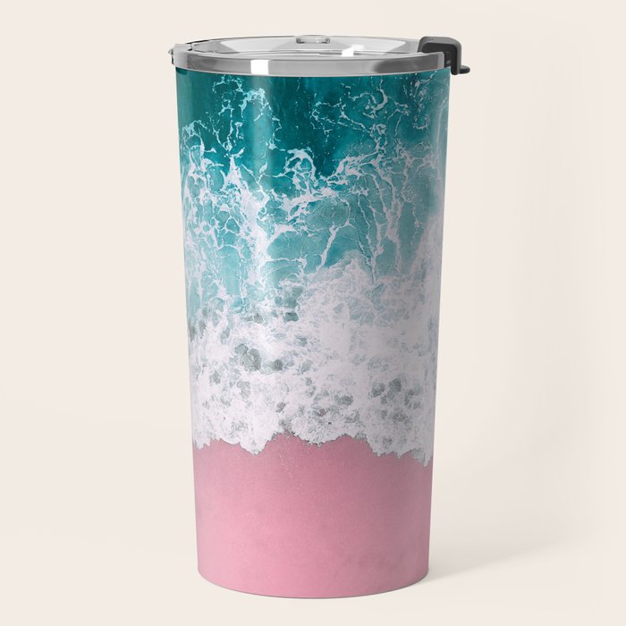 Turquoise Sea Pastel Beach Travel Mug Gallery Image 2