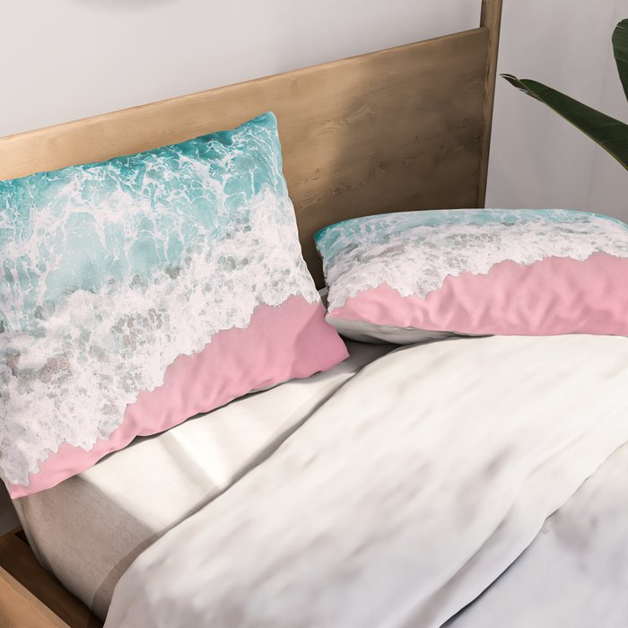 Turquoise Sea Pastel Beach Pillow Sham Gallery Image 2