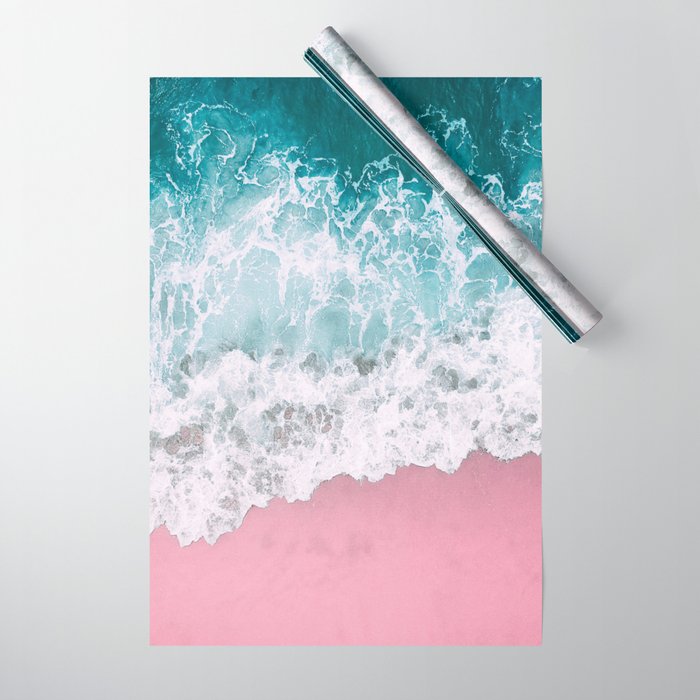 Turquoise Sea Pastel Beach Wrapping Paper Gallery Image 1