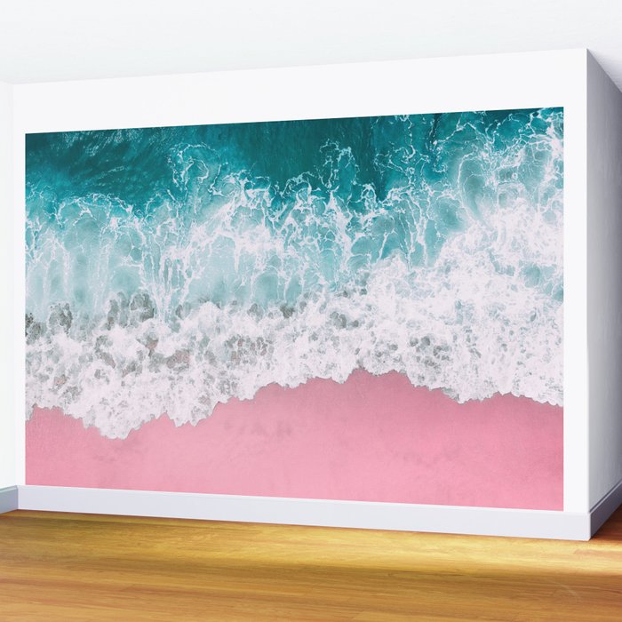 Turquoise Sea Pastel Beach Wall Mural Gallery Image 2
