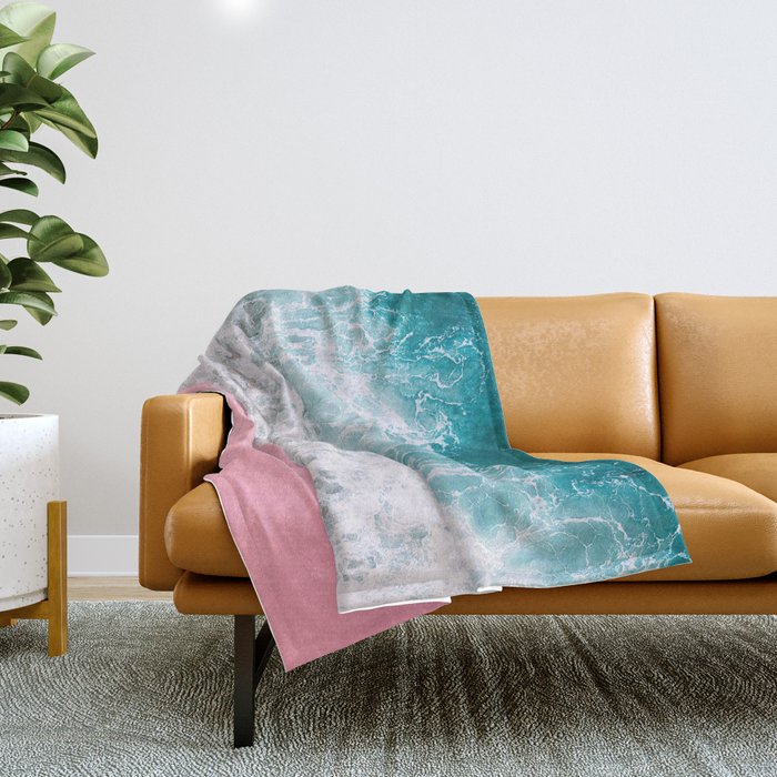 Turquoise Sea Pastel Beach Throw Blanket Gallery Image 1