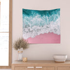 Turquoise Sea Pastel Beach Wall Tapestry Gallery Image 2