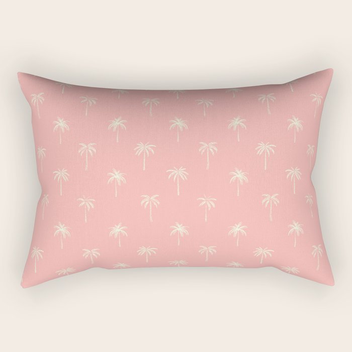Pink summer palm tree doodle art pattern Rectangular Pillow Gallery Image 2