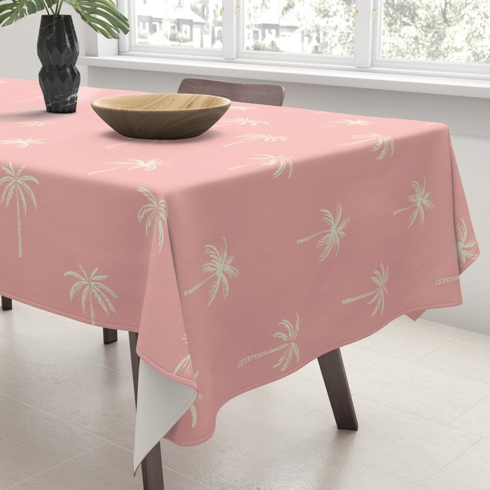 Pink summer palm tree doodle art pattern Tablecloth Gallery Image 3