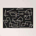 Peripatesis Modern Minimalist Abstract Line Art in Black and Almond Cream Welcome Mat Gallery Image 1