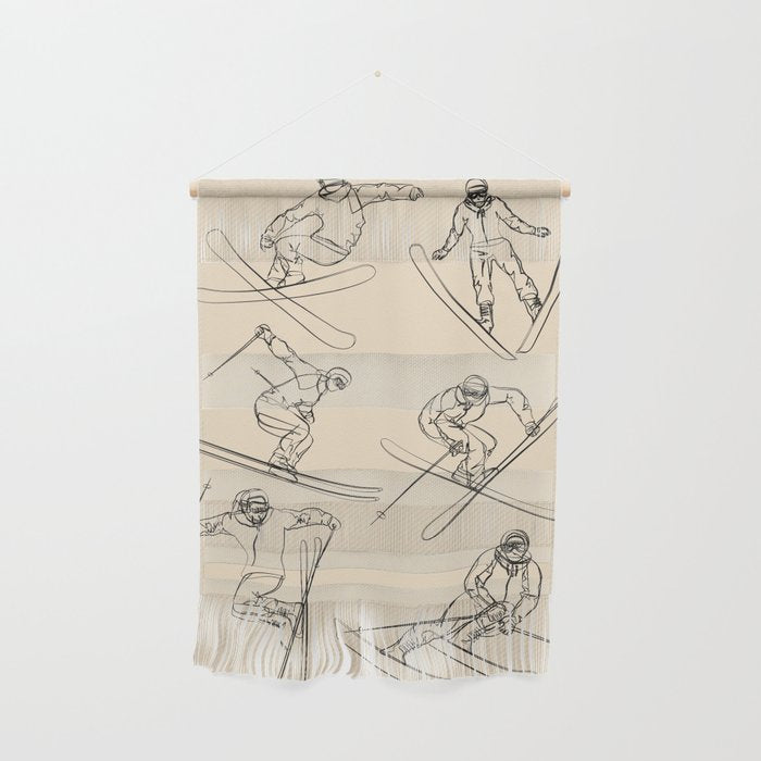 Minimal Skiers Line Art 2 Wall Hanging Gallery Image 1