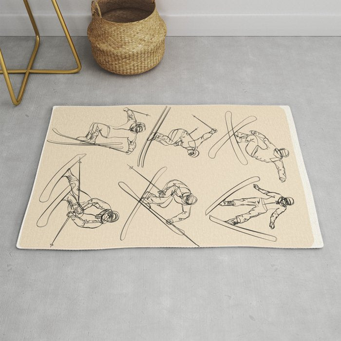 Minimal Skiers Line Art 2 Rug Gallery Image 1