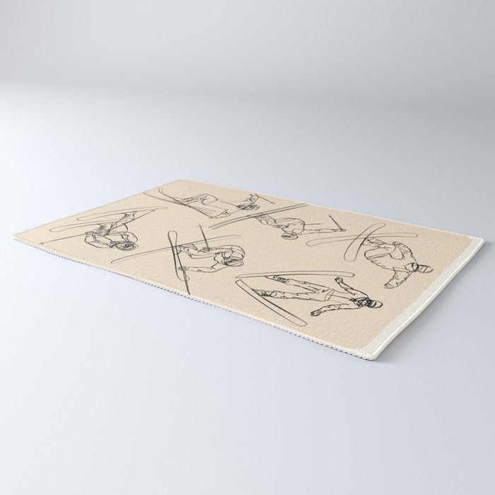 Minimal Skiers Line Art 2 Rug Gallery Image 3