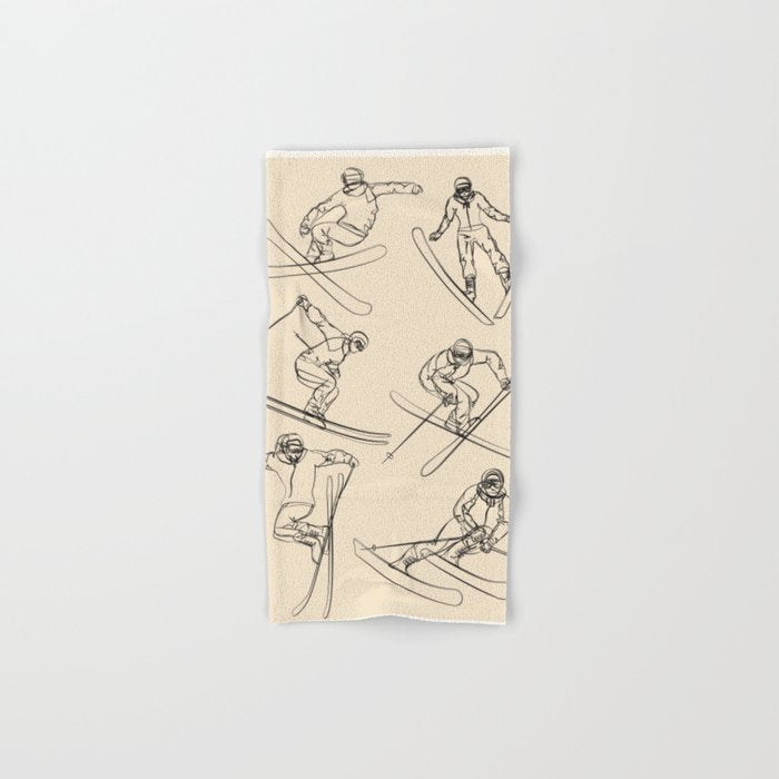 Minimal Skiers Line Art 2 Bath Towel Gallery Image 1