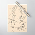 Minimal Skiers Line Art 2 Wrapping Paper Gallery Image 1