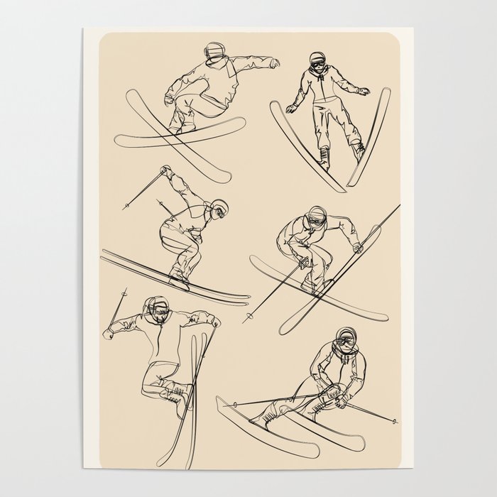 Minimal Skiers Line Art 2 Poster Gallery Image 4