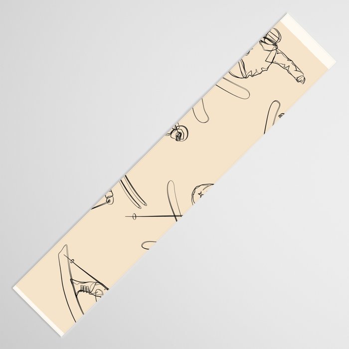 Minimal Skiers Line Art 2 Table Runner Gallery Image 3