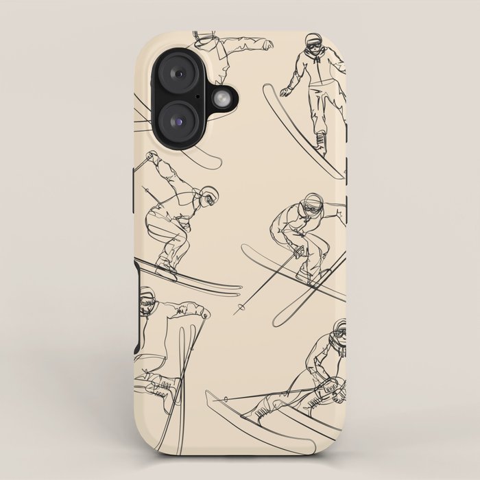 Minimal Skiers Line Art 2 iPhone Case Gallery Image 1