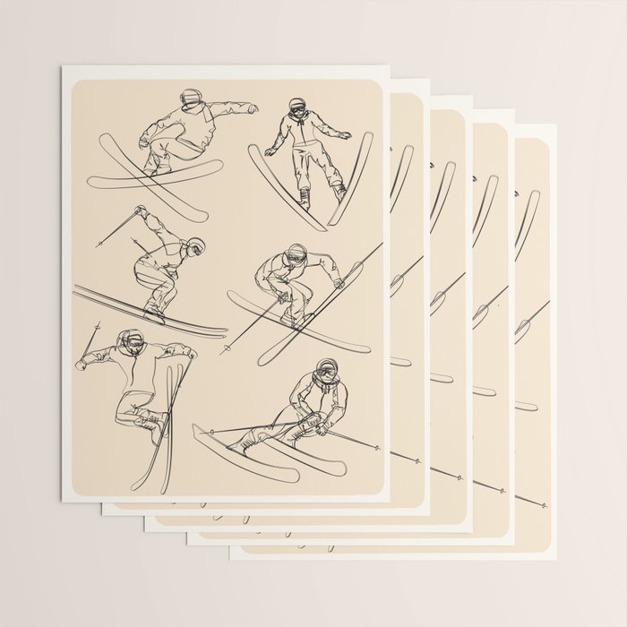 Minimal Skiers Line Art 2 Wrapping Paper Gallery Image 3