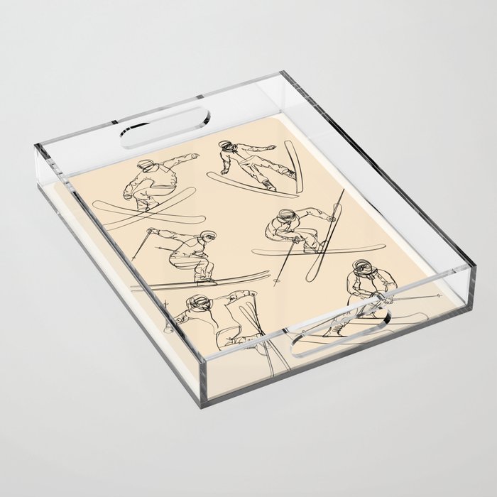 Minimal Skiers Line Art 2 Acrylic Tray Gallery Image 1