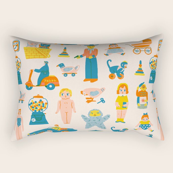 Vintage toy box Rectangular Pillow Gallery Image 1