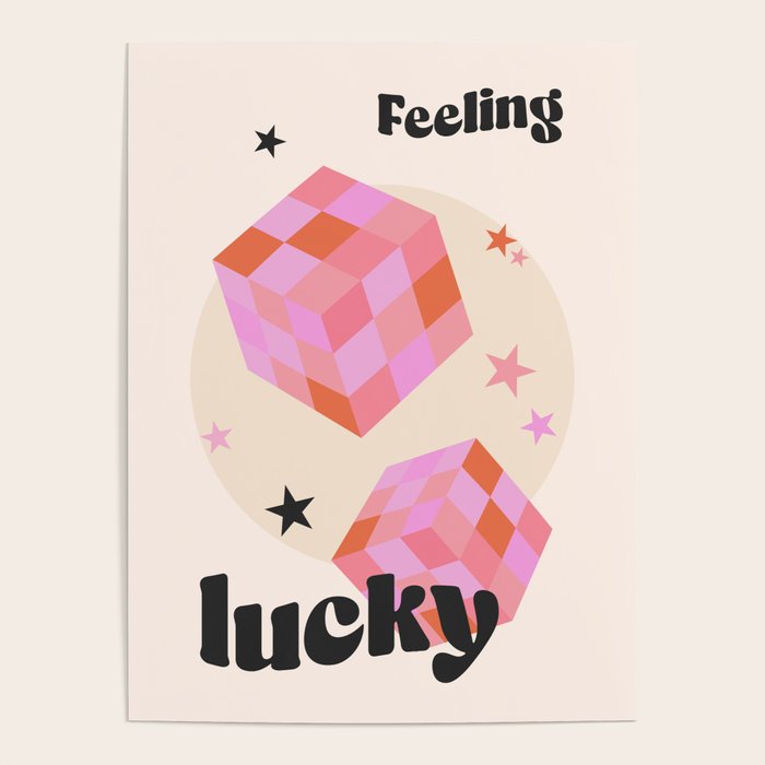 Feeling Lucky Funky Groovy Typographic Print Poster Gallery Image 4