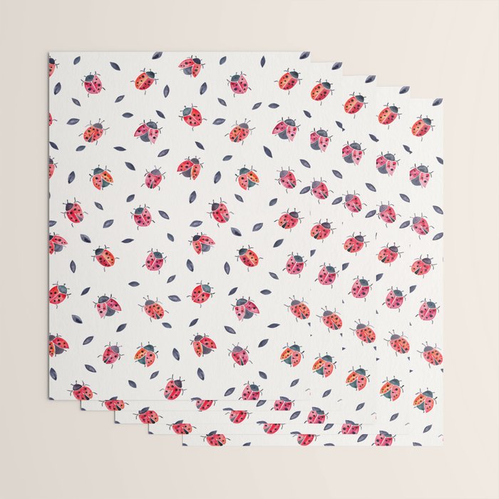 Lucky Ladybugs & Black Leaves Wrapping Paper Gallery Image 3