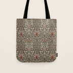 William Morris Vintage Snakeshead Charcoal Spice Pattern  Tote Bag Gallery Image 1