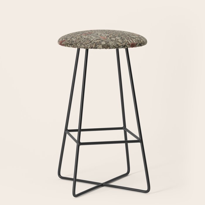 William Morris Vintage Snakeshead Charcoal Spice Pattern  Stool Gallery Image 1