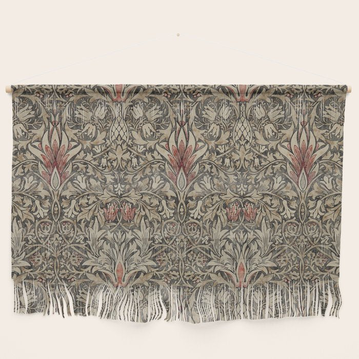 William Morris Vintage Snakeshead Charcoal Spice Pattern  Wall Hanging Gallery Image 1