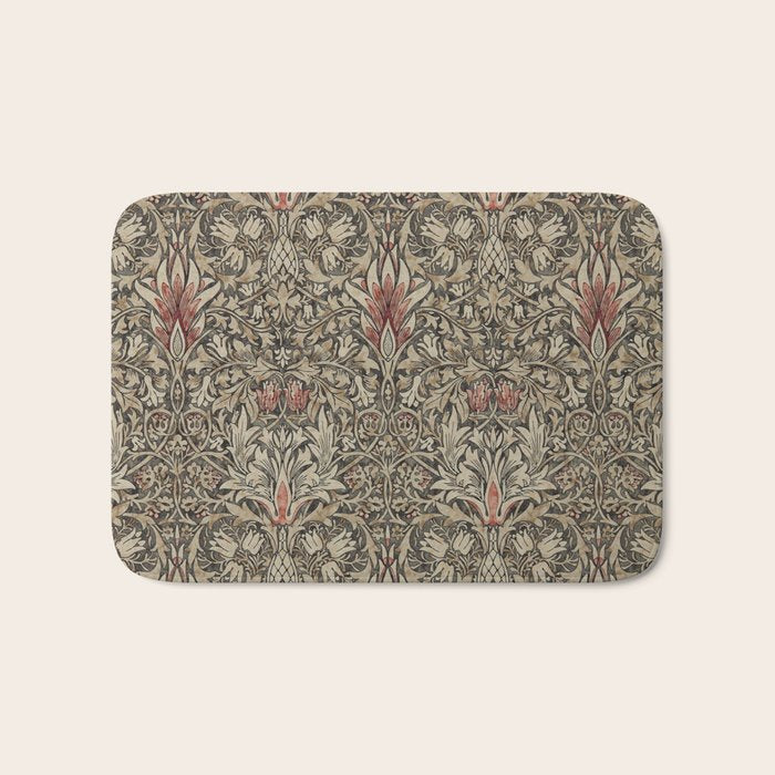 William Morris Vintage Snakeshead Charcoal Spice Pattern  Bath Mat Gallery Image 1