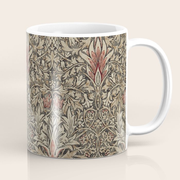 William Morris Vintage Snakeshead Charcoal Spice Pattern  Coffee Mug Gallery Image 1