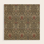 William Morris Vintage Snakeshead Charcoal Spice Pattern  Wood Wall Art Gallery Image 1