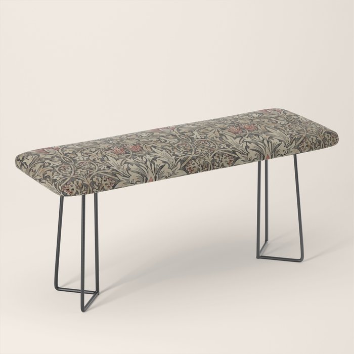 William Morris Vintage Snakeshead Charcoal Spice Pattern  Bench Gallery Image 1