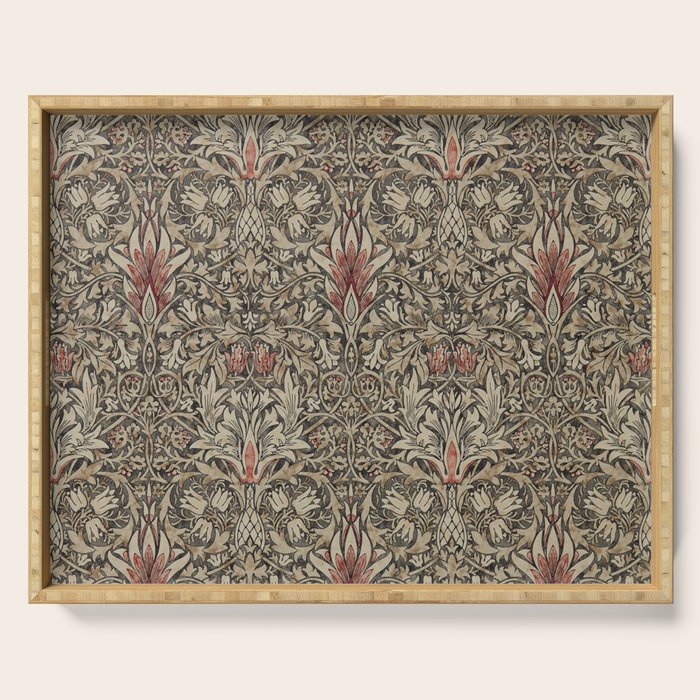 William Morris Vintage Snakeshead Charcoal Spice Pattern  Serving Tray Gallery Image 1