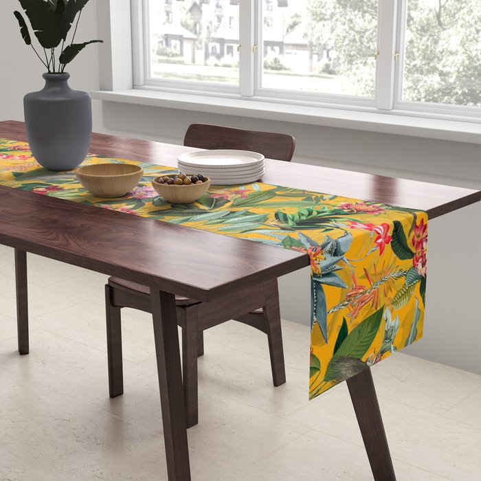 Vintage & Shabby Chic - Sunny Tropical Garden Blue Heron Table Runner Gallery Image 2