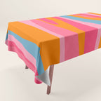 Colorful Eclectic Abstract Wild Stripes Pattern in Pink Orange Blue Tablecloth Gallery Image 1