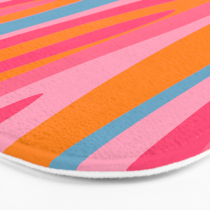 Colorful Eclectic Abstract Wild Stripes Pattern in Pink Orange Blue Bath Mat Gallery Image 3