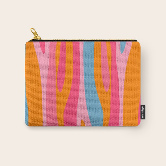 Colorful Eclectic Abstract Wild Stripes Pattern in Pink Orange Blue Carry All Pouch Gallery Image 1
