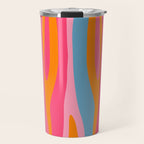 Colorful Eclectic Abstract Wild Stripes Pattern in Pink Orange Blue Travel Mug Gallery Image 1