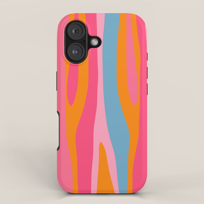 Colorful Eclectic Abstract Wild Stripes Pattern in Pink Orange Blue iPhone Case Gallery Image 1