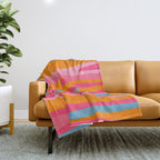 Colorful Eclectic Abstract Wild Stripes Pattern in Pink Orange Blue Throw Blanket Gallery Image 1
