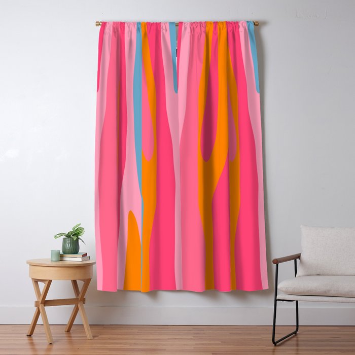 Colorful Eclectic Abstract Wild Stripes Pattern in Pink Orange Blue Window Curtain Gallery Image 5