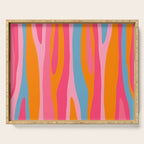 Colorful Eclectic Abstract Wild Stripes Pattern in Pink Orange Blue Serving Tray Gallery Image 1