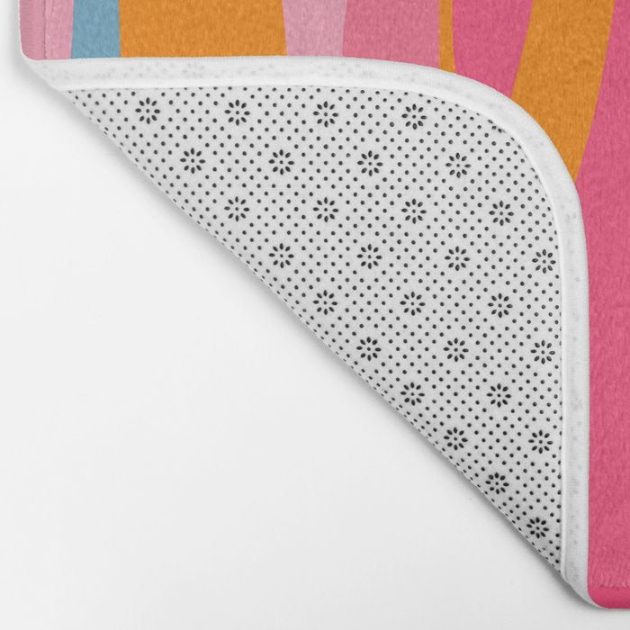Colorful Eclectic Abstract Wild Stripes Pattern in Pink Orange Blue Bath Mat Gallery Image 2