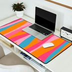 Colorful Eclectic Abstract Wild Stripes Pattern in Pink Orange Blue Desk Mat Gallery Image 2
