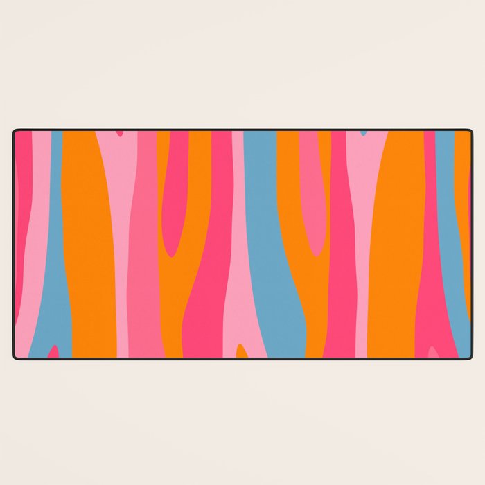 Colorful Eclectic Abstract Wild Stripes Pattern in Pink Orange Blue Desk Mat Gallery Image 3