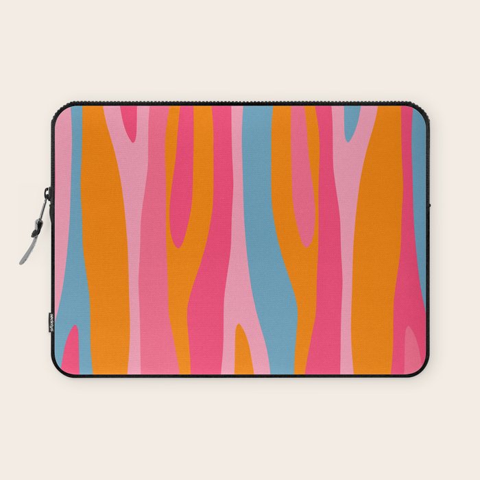 Colorful Eclectic Abstract Wild Stripes Pattern in Pink Orange Blue Laptop Sleeve Gallery Image 1