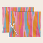 Colorful Eclectic Abstract Wild Stripes Pattern in Pink Orange Blue Placemat Gallery Image 1