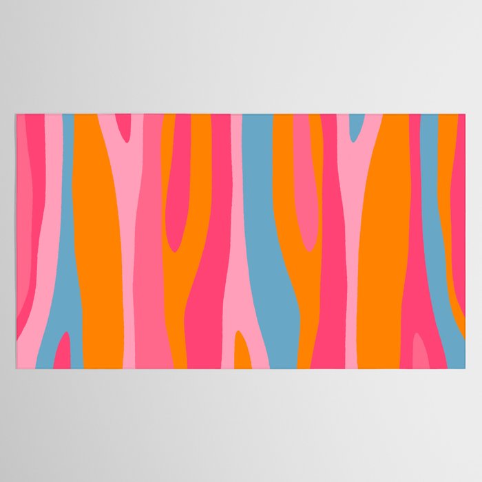 Colorful Eclectic Abstract Wild Stripes Pattern in Pink Orange Blue Tablecloth Gallery Image 2