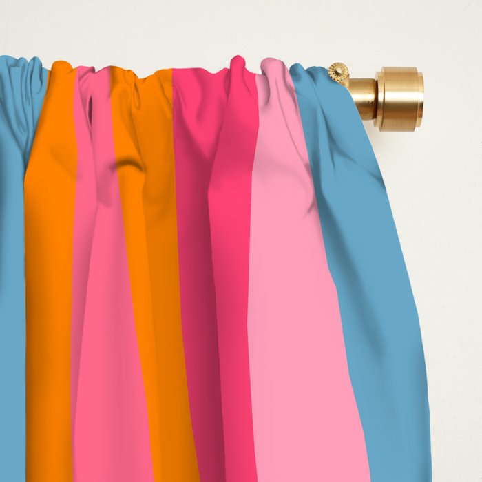 Colorful Eclectic Abstract Wild Stripes Pattern in Pink Orange Blue Window Curtain Gallery Image 2