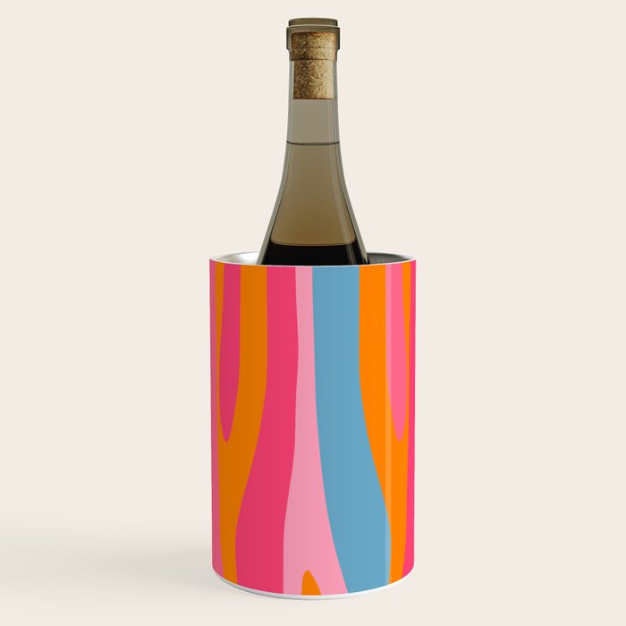 Colorful Eclectic Abstract Wild Stripes Pattern in Pink Orange Blue Wine Chiller Gallery Image 1