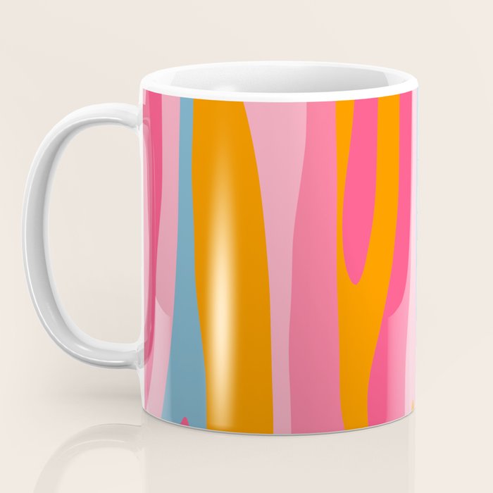 Colorful Eclectic Abstract Wild Stripes Pattern in Pink Orange Blue Coffee Mug Gallery Image 3