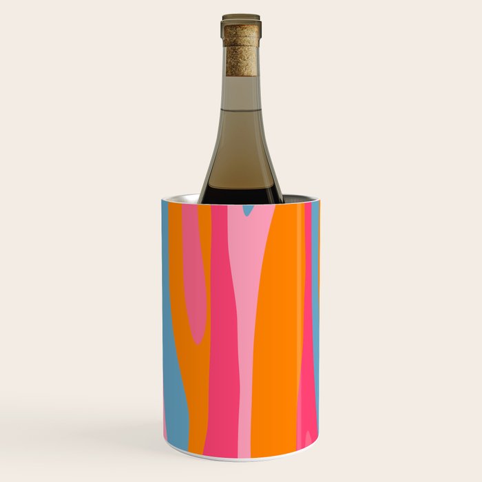 Colorful Eclectic Abstract Wild Stripes Pattern in Pink Orange Blue Wine Chiller Gallery Image 3